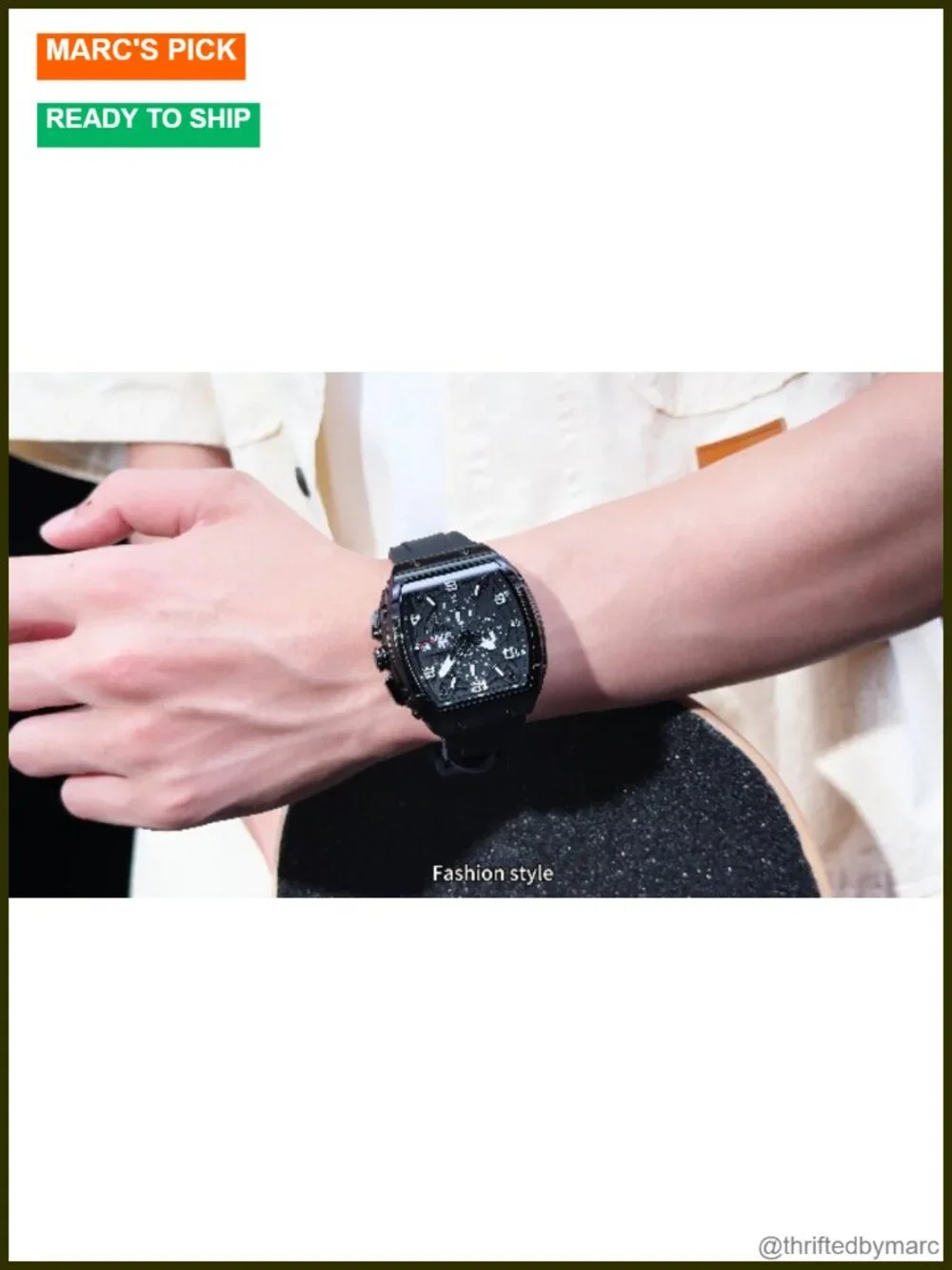 Quartz Chronograph Analog Watch with Silicone Strap Waterproof